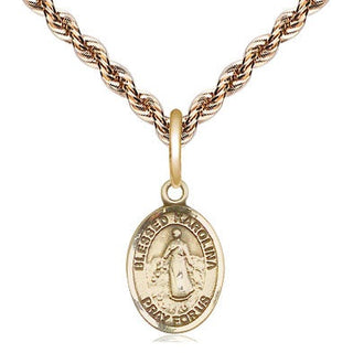 14kt Gold Filled Blessed Karolina Kozkowna Medal Religious and Catholic Jewelry Engraved Catholic Saint Jewelry