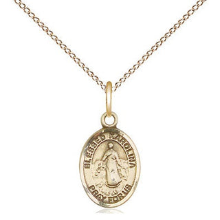 14kt Gold Blessed Karolina Kozkowna Medal Engraved Catholic Saint Jewelry