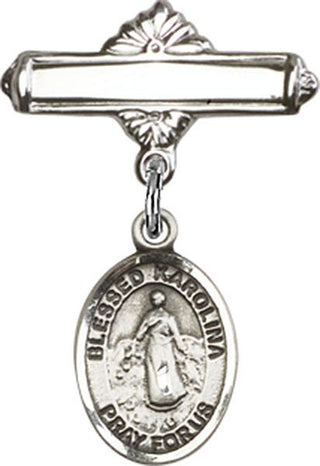 Sterling Silver Polished Badge Pin Blessed Karolina Kozkowna Baby Badge - Engravable