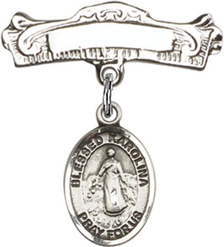 Sterling Silver Badge Pin Blessed Karolina Kozkowna Baby Badge - Engravable