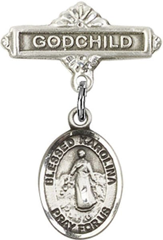 Sterling Silver Godchild Blessed Karolina Kozkowna Baby Badge - Engravable