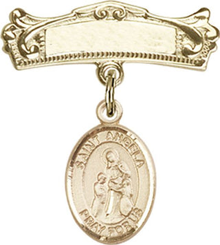 14kt Gold Badge Pin St. Angela Merici Baby Badge - Engravable