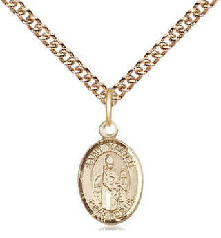 14kt Gold Saint Walter of Pontnoise Medal Engraved Catholic Saint Jewelry