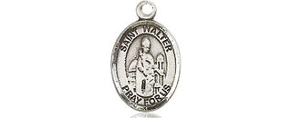 Pewter Saint Walter of Pontnoise Medal Engraved Catholic Saint Jewelry