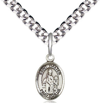 Pewter Saint Walter of Pontnoise Medal Religious and Catholic Jewelry Engraved Catholic Saint Jewelry