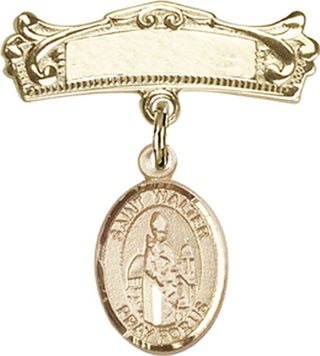 14kt Gold Filled Badge Pin St. Walter of Pontoise Baby Badge - Engravable