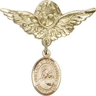 14kt Gold Filled Large Angel w/Wings O/L of Good Counsel Baby Badge - Engravable