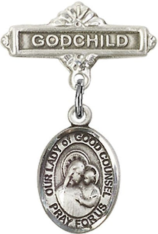 Sterling Silver Godchild O/L of Good Counsel Baby Badge - Engravable