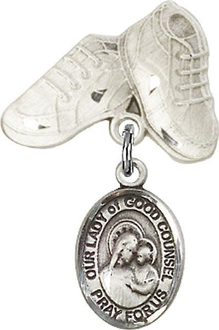 Sterling Silver Baby Boots O/L of Good Counsel Baby Badge - Engravable