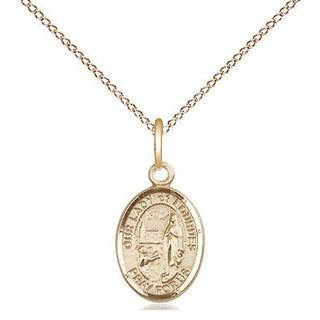 14kt Gold Our Lady of Lourdes Medal Engraved Catholic Saint Jewelry