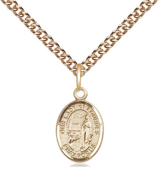 14kt Gold Our Lady of Lourdes Medal Engraved Catholic Saint Jewelry