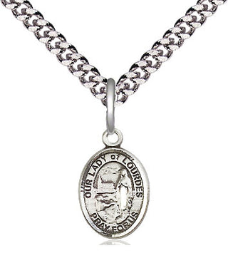Pewter Our Lady of Lourdes Medal Religious and Catholic Jewelry Engraved Catholic Saint Jewelry