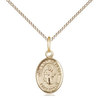 14kt Gold Our Lady of Mercy Medal Engraved Catholic Saint Jewelry