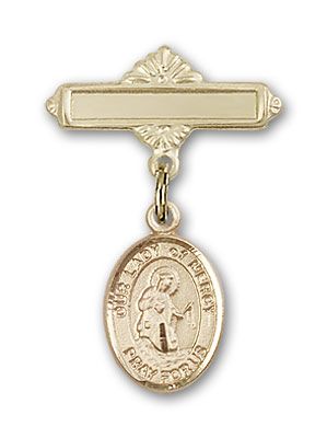 14kt Gold Polished Badge Pin O/L of Mercy Baby Badge - Engravable