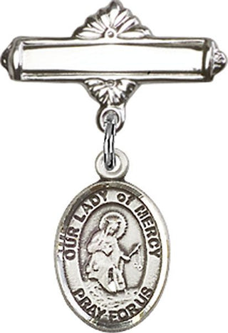 Sterling Silver Polished Badge Pin O/L of Mercy Baby Badge - Engravable