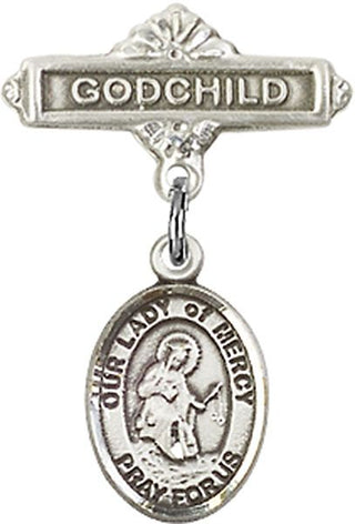 Sterling Silver Godchild O/L of Mercy Baby Badge - Engravable