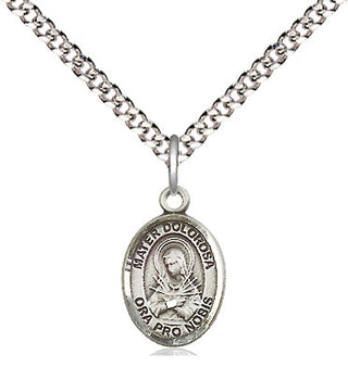 Pewter Mater Dolorosa Medal Religious and Catholic Jewelry Engraved Catholic Saint Jewelry