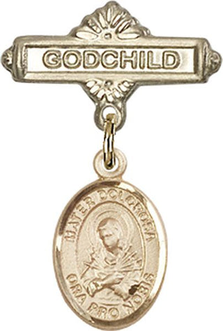 14kt Gold Filled Godchild Mater Dolorosa Baby Badge - Engravable