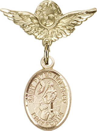 14kt Gold Filled Small Angel w/Wings St. Peter Nolasco Baby Badge - Engravable