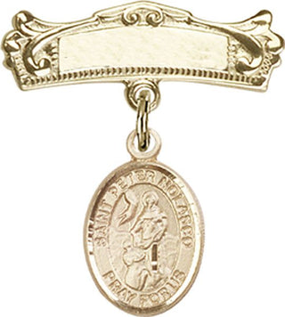 14kt Gold Badge Pin St. Peter Nolasco Baby Badge - Engravable