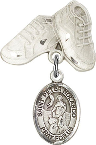 Sterling Silver Baby Boots St. Peter Nolasco Baby Badge - Engravable