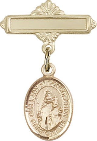 14kt Gold Filled Polished Badge Pin O/L of Consolation Baby Badge - Engravable