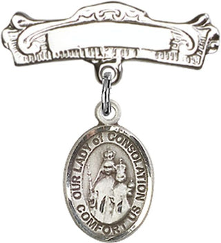 Sterling Silver Badge Pin O/L of Consolation Baby Badge - Engravable