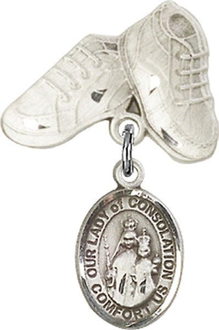 Sterling Silver Baby Boots O/L of Consolation Baby Badge - Engravable