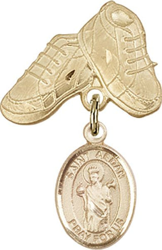 14kt Gold Baby Boots St. Aedan of Ferns Baby Badge - Engravable