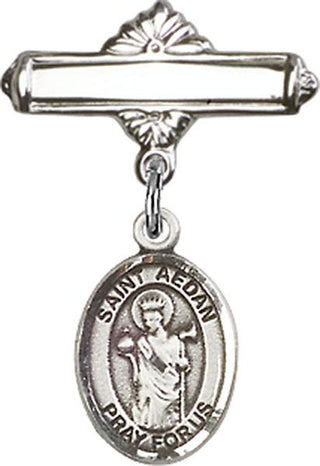 Sterling Silver Polished Badge Pin St. Aedan of Ferns Baby Badge - Engravable
