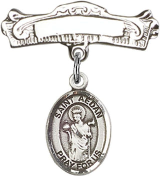 Sterling Silver Badge Pin St. Aedan of Ferns Baby Badge - Engravable