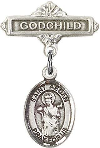 Sterling Silver Godchild St. Aedan of Ferns Baby Badge - Engravable