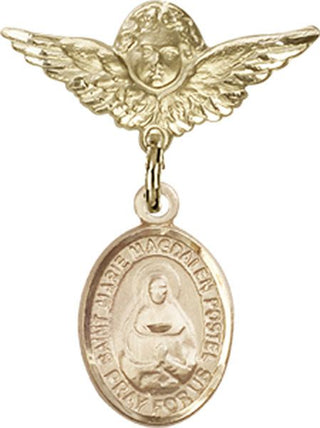 14kt Gold Filled Small Angel w/Wings St. Marie Magdalen Postel Baby Badge - Engravable