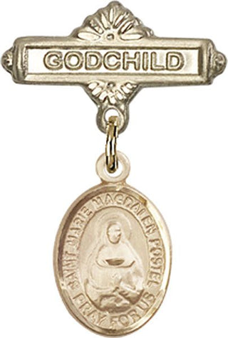 14kt Gold Godchild St. Marie Magdalen Postel Baby Badge - Engravable