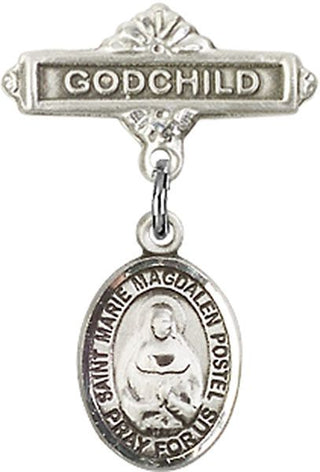 Sterling Silver Godchild St. Marie Magdalen Postel Baby Badge - Engravable