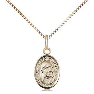 14kt Gold Saint Teresa of Calcutta Medal Engraved Catholic Saint Jewelry