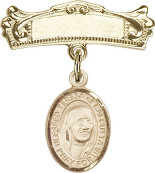 14kt Gold Filled Badge Pin St. Teresa of Calcutta Baby Badge - Engravable