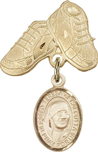 14kt Gold Filled Baby Boots St. Teresa of Calcutta Baby Badge - Engravable