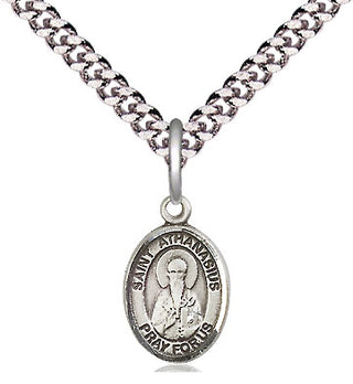 Pewter Saint Athanasius Medal Religious and Catholic Jewelry Engraved Catholic Saint Jewelry