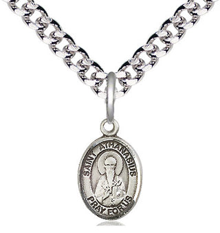 Pewter Saint Athanasius Medal Religious and Catholic Jewelry Engraved Catholic Saint Jewelry