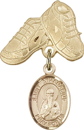 14kt Gold Filled Baby Boots St. Athanasius Baby Badge - Engravable