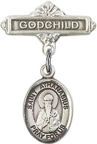 Sterling Silver Godchild St. Athanasius Baby Badge - Engravable