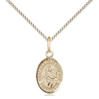 14kt Gold Saint Lidwina of Schiedam Medal Engraved Catholic Saint Jewelry