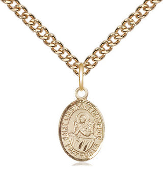 14kt Gold Saint Lidwina of Schiedam Medal Engraved Catholic Saint Jewelry