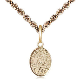 14kt Gold Saint Lidwina of Schiedam Medal Engraved Catholic Saint Jewelry