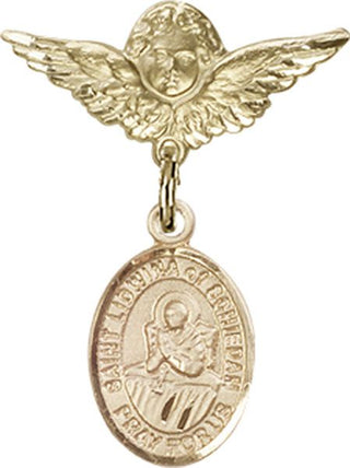 14kt Gold Filled Small Angel w/Wings St. Lidwina of Schiedam Baby Badge - Engravable