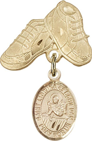 14kt Gold Baby Boots St. Lidwina of Schiedam Baby Badge - Engravable