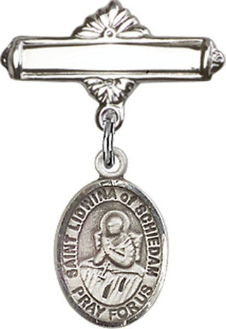 Sterling Silver Polished Badge Pin St. Lidwina of Schiedam Baby Badge - Engravable