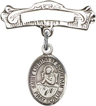 Sterling Silver Badge Pin St. Lidwina of Schiedam Baby Badge - Engravable