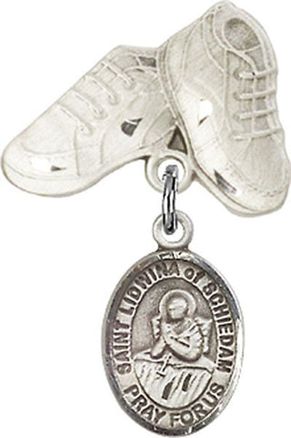 Sterling Silver Baby Boots St. Lidwina of Schiedam Baby Badge - Engravable